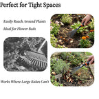 2 Pack Small Hand Rake for Gardening, Mini Leaf & Shrub Rake with Durable Steel Tines, Ergonomic Non-Slip Handle for Flower Beds, Lawn, Leaves & Yard Cleanup