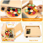 WOODMAM Wooden Pizza Toy, 48 PCS Montessori Pretend Play Food for Ages 3+