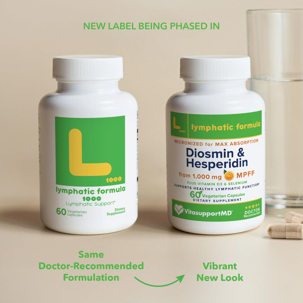 Lymphatic Formula, Diosmin Hesperidin 1000mg Lymphatic Drainage Supplement, Lymph System Support & Detox, Micronized MPFF Complex Blend with Vitamin D3 & Selenium for Immune Health, 60 Capsules