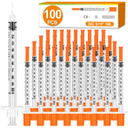 100 Pack 1ml Syringes with Needle-30Ga 5/16 Inch, Individually Sealed Packaging