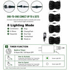 DAZZLE BRIGHT Halloween 300 LED String Lights, 100FT String Lights with 8 Lighting Modes, Halloween Decorations for Party Carnival Supplies, Outdoor Yard Garden Decor (Purple & Orange)