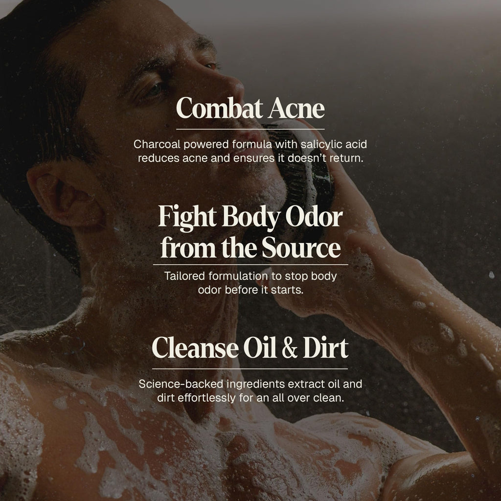 Black Wolf Salicylic Acid Body Wash for Men - 10 Fl Oz, 2-Pack - Men's Acne Body Wash - Charcoal Helps Reduce Acne Breakouts & Cleanse Your Skin - Full Coverage & Deep Clean Treatment - Men's Bodywash