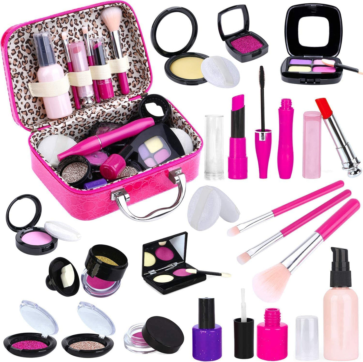 TEPSMIGO Pretend Makeup Kit for Girls, Kids Pretend Play Makeup Set - with Cosmetic Bag for Birthday Christmas, Toy Makeup Set for Little Girls Age 3+(Not Real Makeup)