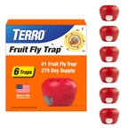 TERRO Fruit Fly Trap, 6-Pack Indoor Fly Traps with 270 Days Lure Supply