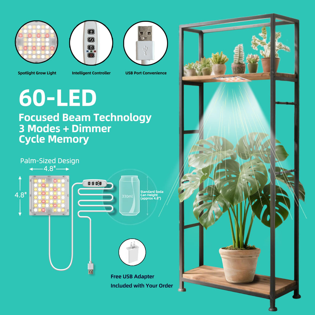 Under Shelf Grow Light, Stick On LED Plant Light, Indoor Plants with Timer