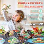 Kiddiworld Dinosaur Toys for 3 4 5 Year Old Boys Gifts, Dinosaurs Toys for Kids 3-5-7, Dino Figures Activity Play Mat Christmas Birthday Gifts for Girls Toddler Toy Age 2-4