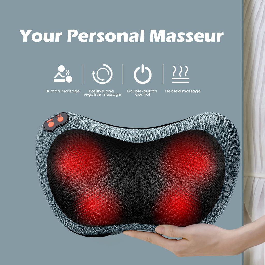 Papillon Fathers Day Dad Gifts for Men,Back Massager with Heat,Shiatsu Neck Massager Pillow for Back,Neck,Shoulder,Foot&Lower Back Pain Relief,Relaxation Gifts for Women/Mom/Dad (Cyan Blue)