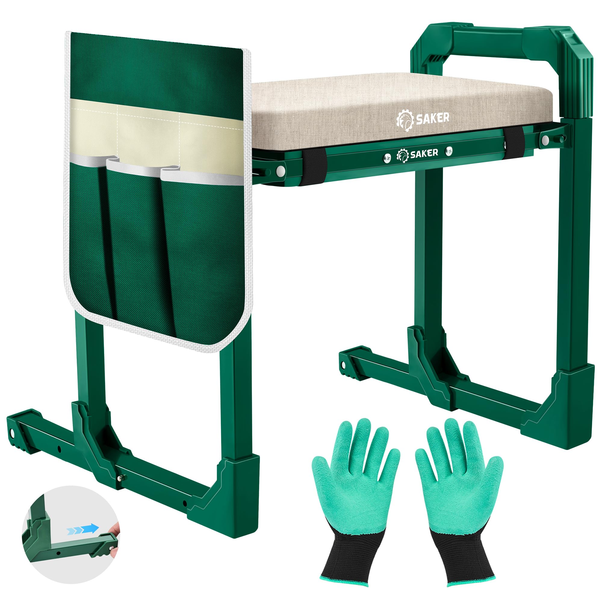 Saker Garden Kneeler and Seat Foldable Gardening Stool with Extendable Legs