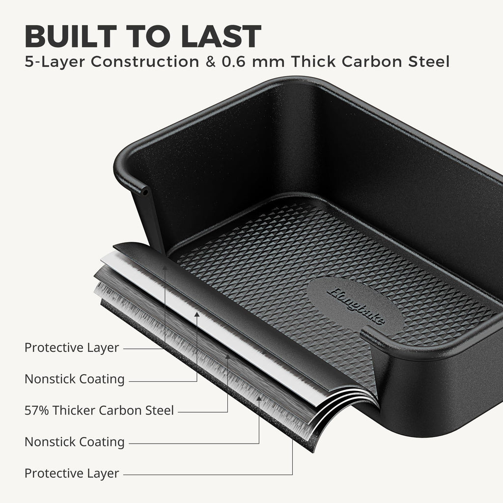 HONGBAKE 9-Piece Baking Pans Set Nonstick, Stackable Non Toxic Bakeware Sets with Diamond Texture, Oven Pan Set for Cooking, Includes Cookie Sheet with Rack, Cake Pan, Roasting Pan, Muffin Tin, Gray