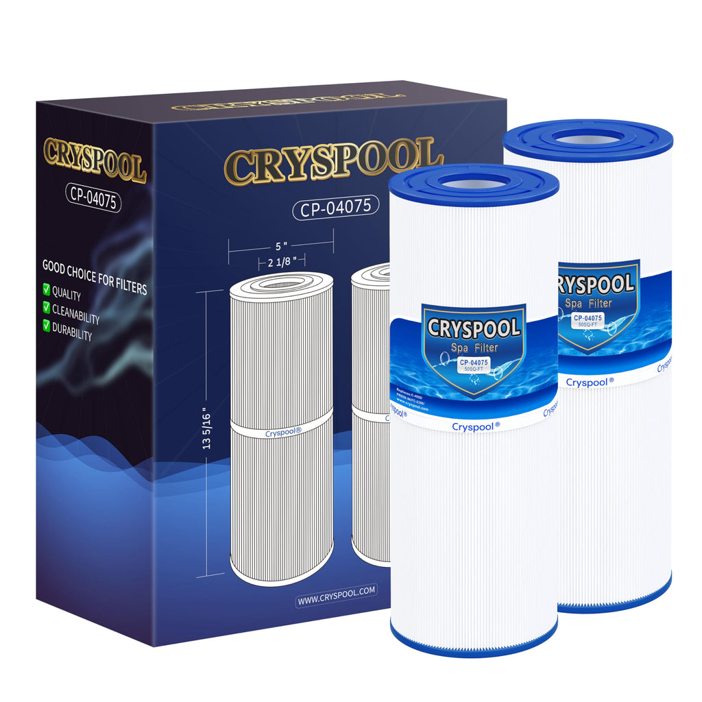 Cryspool® 04075 Filter Compatible with C-4950, PRB50-IN, FC-2390, Guardian 413-212-02, J200 Series Filter, 03FIL1600, 373045, Cal Spa Hot Tub Filter, 50 Sq. Ft Spa Filter Cartridge, 2 Pack