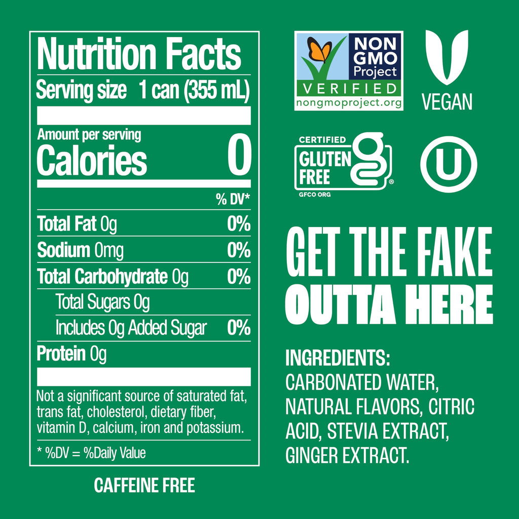 Zevia Zero Sugar Soda, Ginger Ale, 12 oz Cans (24-Pack) – Naturally Sweetened, Non-GMO Project Verified, Gluten-Free, Vegan