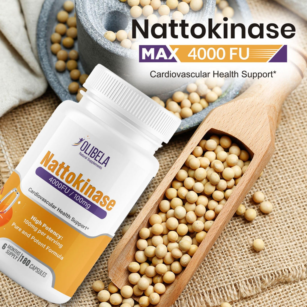 OLIBELA Nattokinase 4000FU 180 Capsules Vegan, Non-GMO – Nattokinase Enzymes Supports Circulatory Wellness, Cardiovascular Health and Healthy Blood Flow | 6-Month Supply*