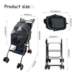 XL Extra-Large Pet Stroller, Running&Travel Pet Cart with Weather Cover, Cat&Dog Stroller for Large/Medium/Small Pets, Outdoor Pet Supplies 16.1"(D) 28"(W) 38.6"(H)