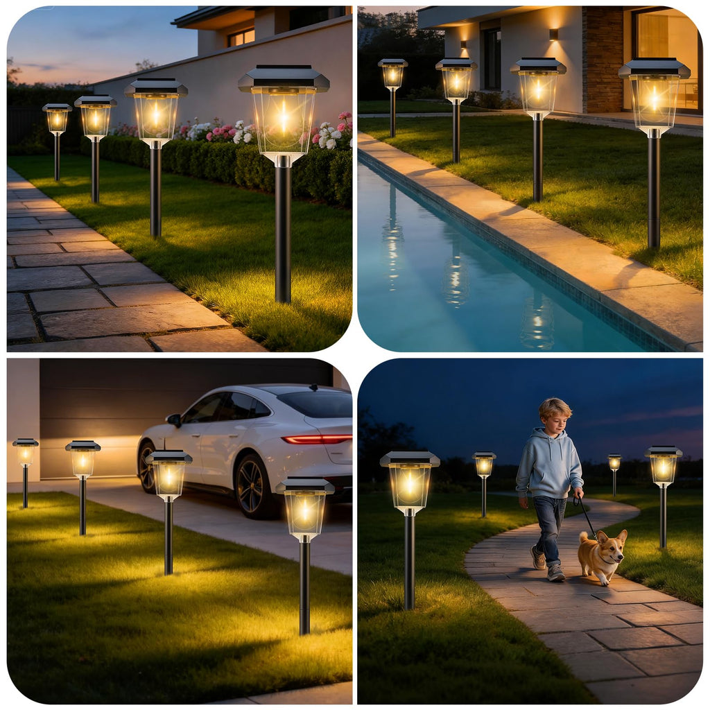 16Pack Solar Pathway Lights Outdoor, Warm White LED Waterproof Solar Lights