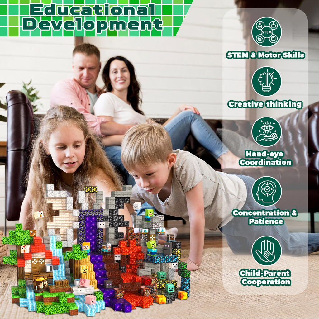 Magneverse 300 PCS 0.8in Magnetic Blocks - Magnet Toys for Kids, Magnetic Building Blocks Cubes, Stacking Magnets, School STEM Toys Birthday Gifts for Boys and Girls Age 3+ Years Old (Theme: Portal)