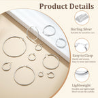 JIAYIQI Sterling Silver Hoop Earrings for Women 18K White Gold Plated Hypoallergenic Round Sliver Hoop Earrings Diameter 20mm