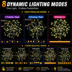 SUDDUS Solar Garden Lights Outdoor 2-Pack 150LED Firework Lights Warm White