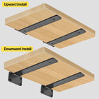 12 Pack - 12 inch Black Hidden L Shelf Bracket (1/5 Inch Thicked) Iron Floating Shelf Brackets Rustic Industrial Metal Brackets for Shelf Support