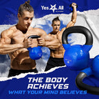 Yes4All Kettlebell, 5 lb Vinyl Coated Cast Iron Strength Training Kettlebells for Home Gym Exercises, Heavy Weights Gym, Fitness, Full Body Workout Equipment, Push up, Grip, Strength Training - Blue