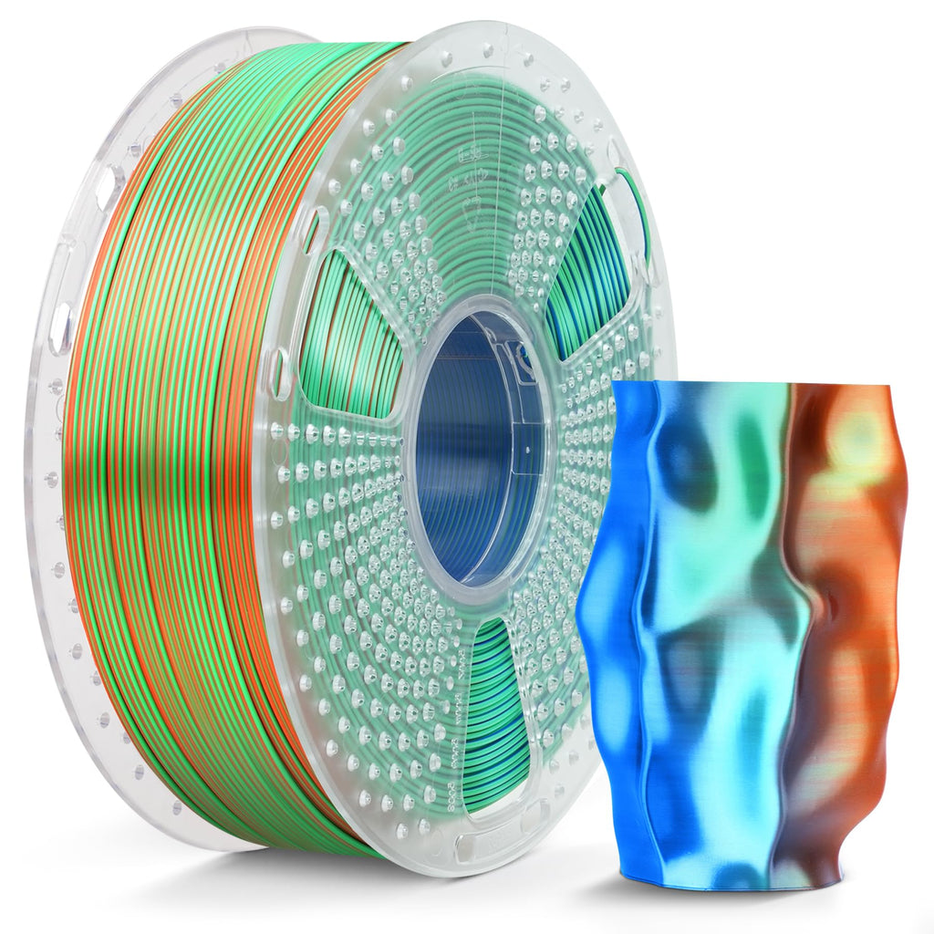 SUNLU Silk Triple Color Pla Filament, Silk PLA 3D Printer Filament 1.75mm, Shiny Silk Texture, Dimensional Accuracy +/- 0.02mm, 1KG Spool (2.2 lbs), PLA Silk Triple Color (Orange Blue Green)