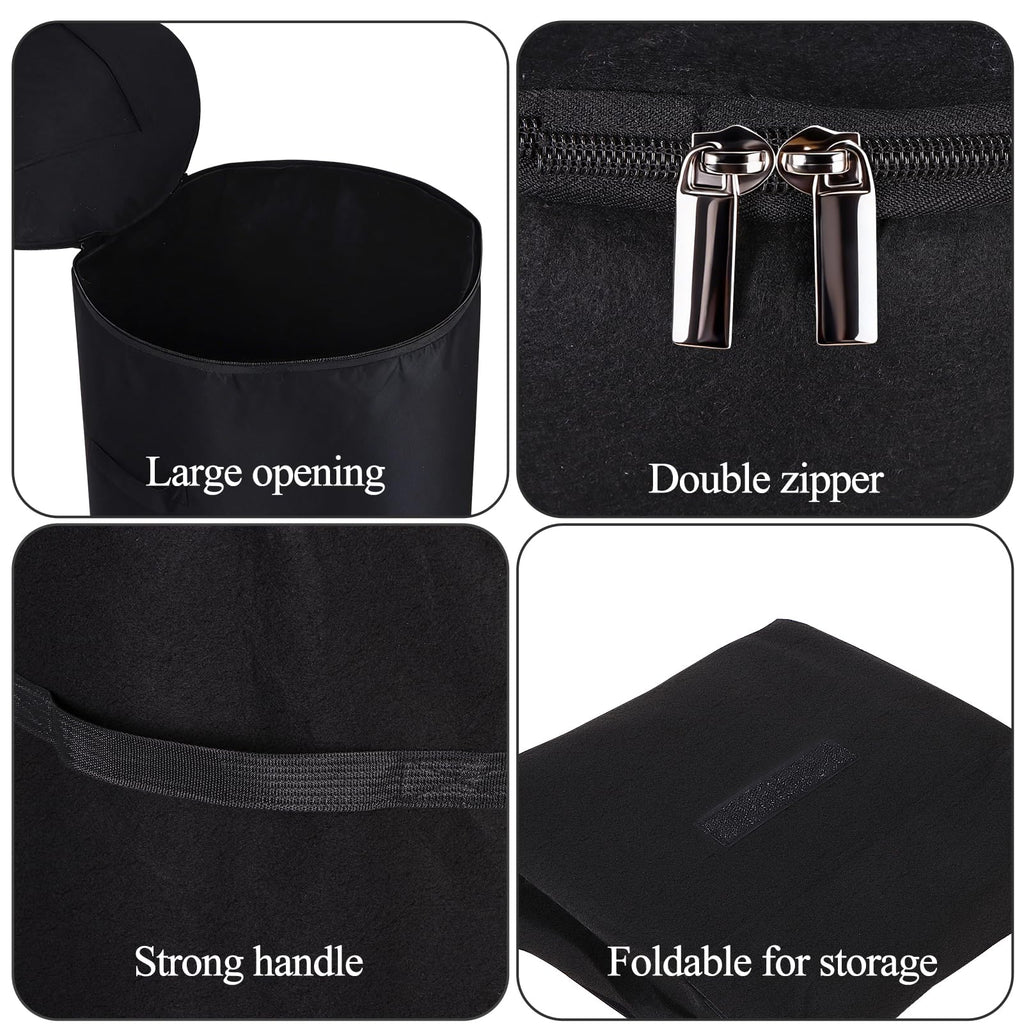 Compost Bins Outdoor with Observation Windows, 34 Gallon Reusable Home Compost Bucket for Outside Garden, Backyard, Heavy Duty Nonwoven Fabric Yard Waste Bag (1 Pack, Black)