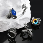 EIELO 24Pcs Vintage Punk Rings Set for Men Cool Gothic Chunky Rings Statement Snake Claw Skull Dragon Eyes of Hell Open Boho Ring Set