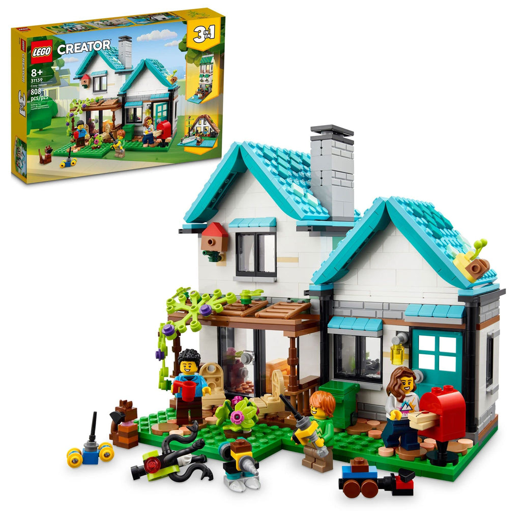 LEGO Creator 3 in 1 Cozy House Building Toys - Toy Figures & Pretend Play Playsets for Boys & Girls, Ages 8+ - 3 Building Options - Gift for Birthdays - 31139
