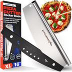 16-Inch Pizza Cutter Rocker Blade, 304 Stainless Steel Slicer Knife, Silver