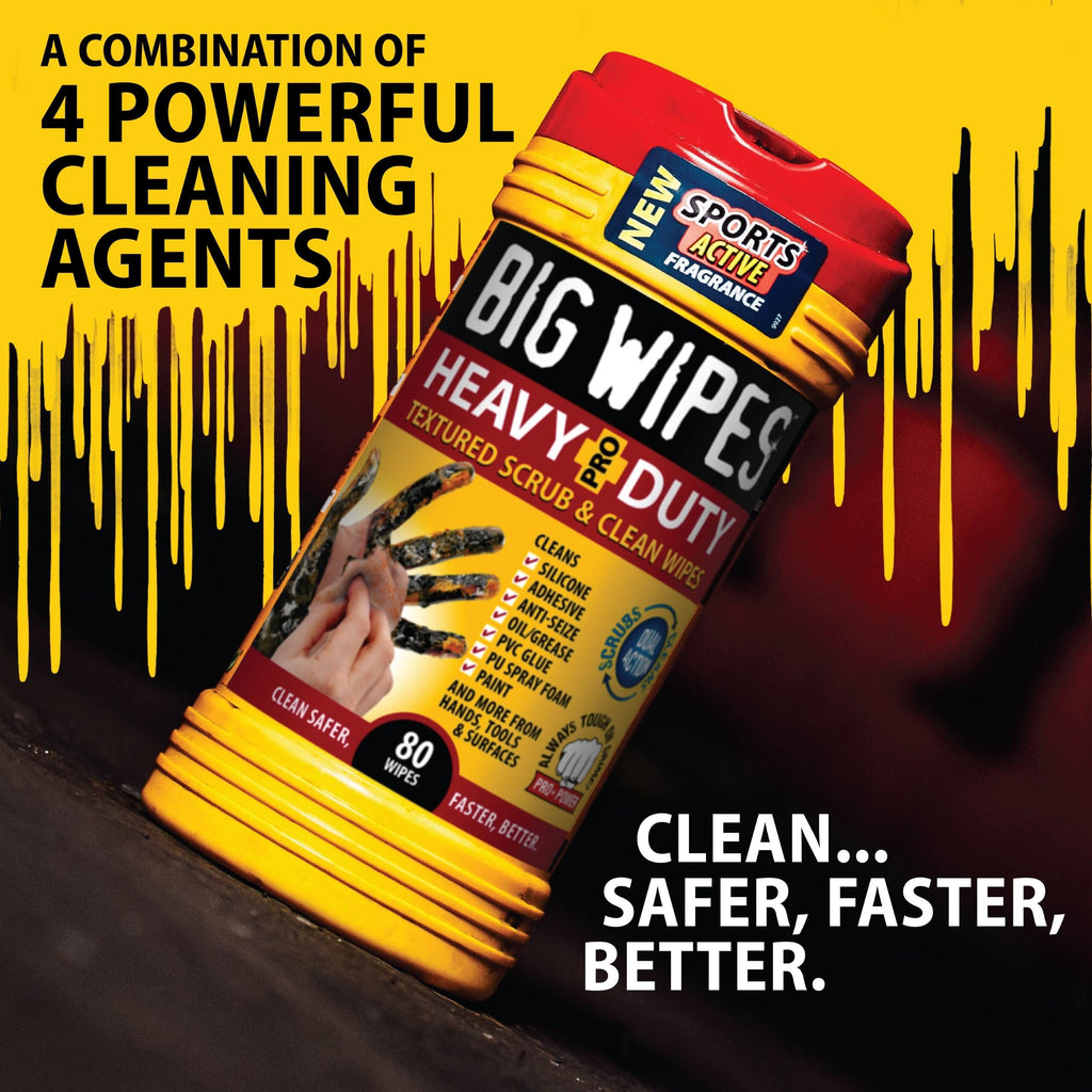 BIG WIPES Heavy Duty Industrial Hand Cleaning Wipes, Textured Scrubbing Degreaser Wipes for Mechanics and Tool Cleaner – 80 Count Canister (1 Pack)