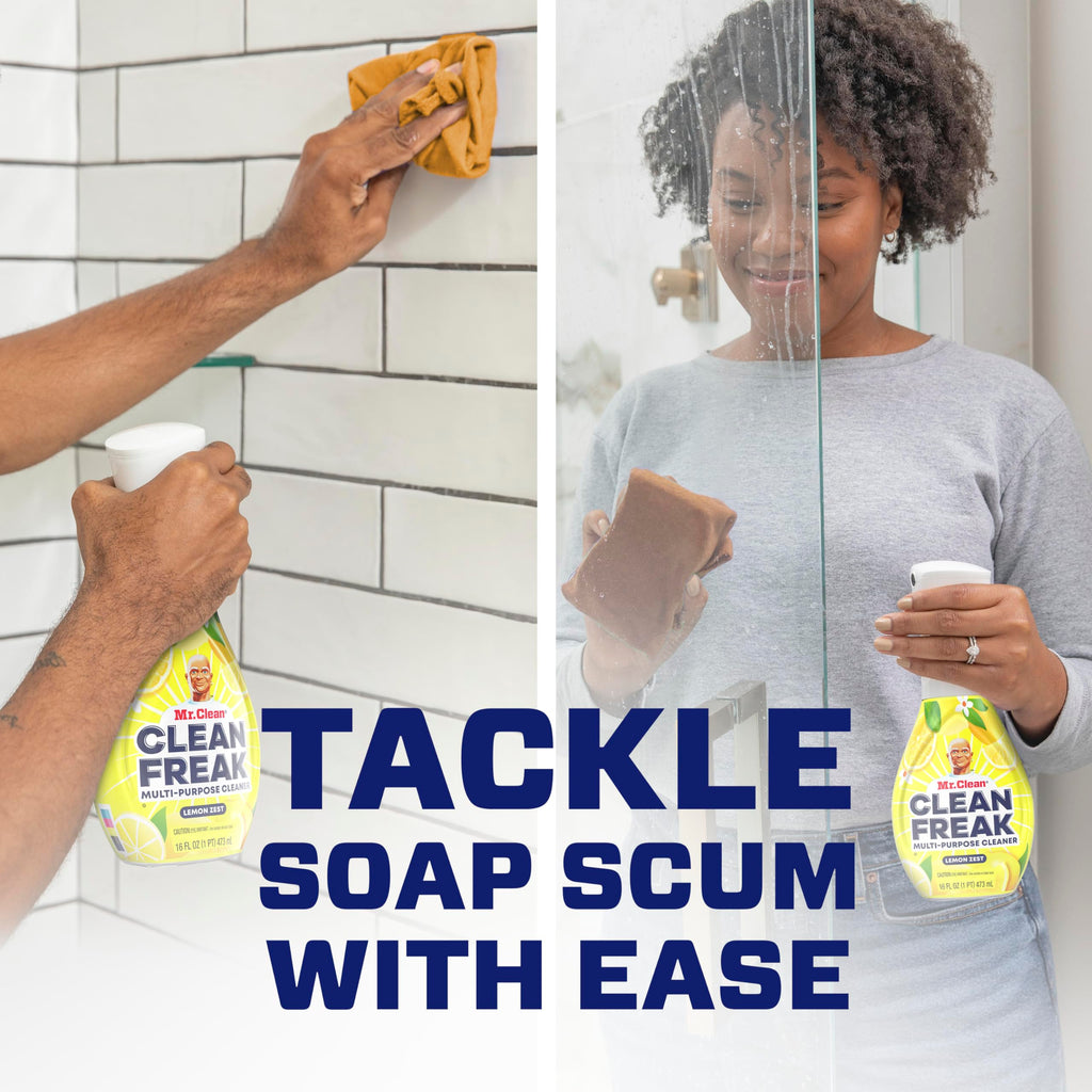 Mr. Clean Clean Freak Multi Surface Cleaning Spray, Deep Cleaning Mist Starter Kit and Refill Bundle, Lemon Zest Scent, 64 fl oz