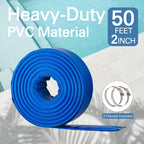 OasisTrim 2" x 50FT Pool Backwash Hose, Heavy-Duty Pool Hose, Lay Flat Discharge Hose, Durable Burst Resistant, Pool Filter Pump Water Drainage, Sump Pump Discharge, with 2 Clamps