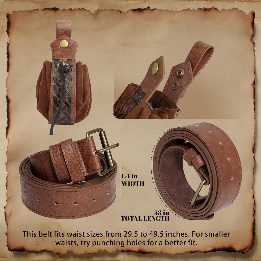 Renaissance Belt Pouch Medieval Pirate Costume Accessories Set for Cosplay