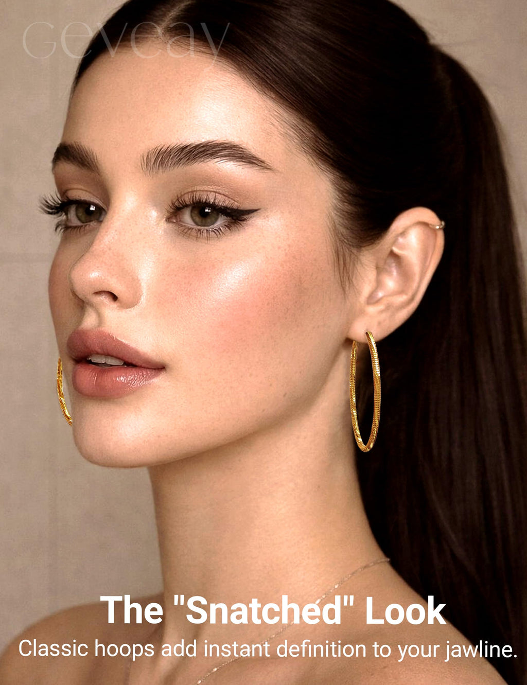 Geveay Gold Hoop Earrings for Women Trendy Hypoallergenic Lightweight Large Big Thin Twisted 14K Gold Hoop Earrings 50MM