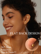 21 Paris Stainless Surgical Steel Flat Back Earrings Hypoallergenic Gold