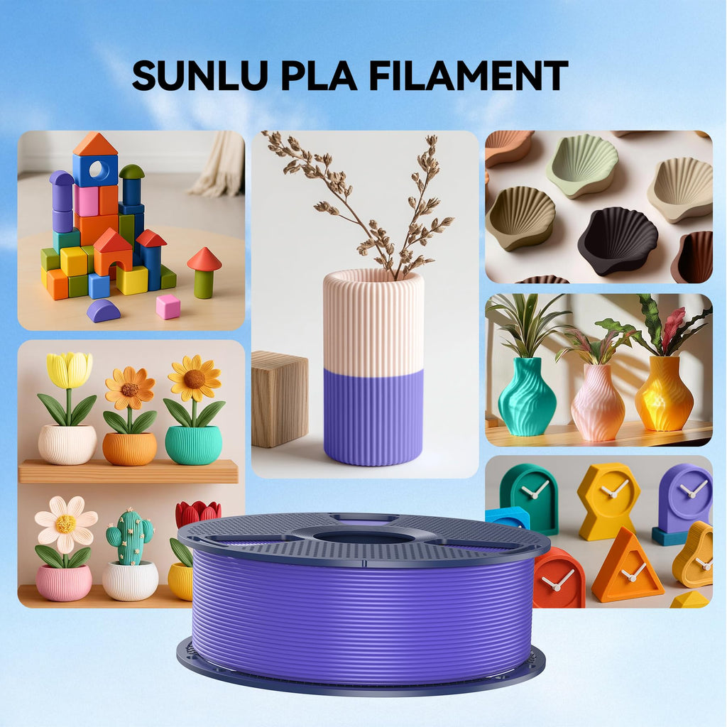 SUNLU 4kg PLA 3D Printer Filament Bundle Multicolor, Neatly Wound PLA Filament 1.75mm ±0.02mm, Individually Vacuum Packed, 4kg in Total, 1kg per Spool, 4 Pack, 4000g PLA,Black+White+Beige+Yellow