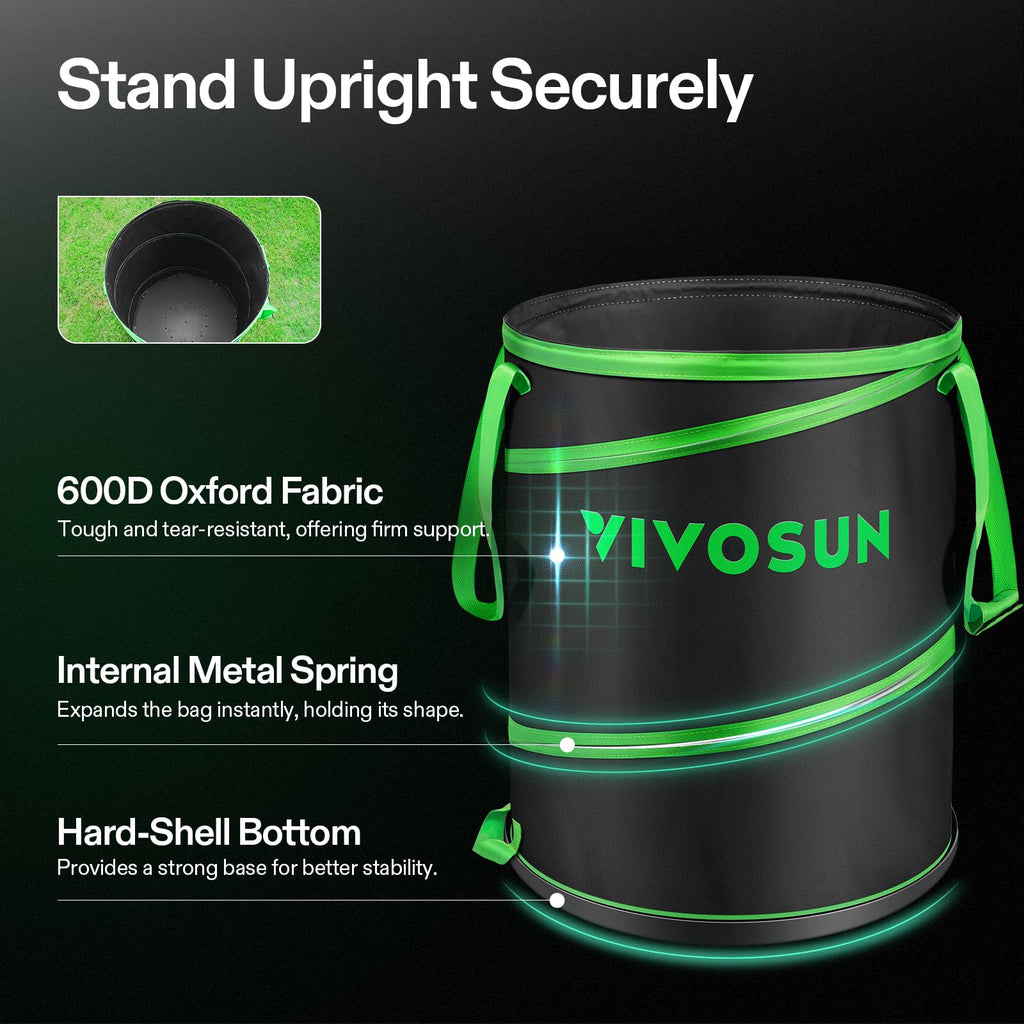 VIVOSUN 2-Pack 47-Gallon Collapsible Garden Bag, Yard Waste Containers