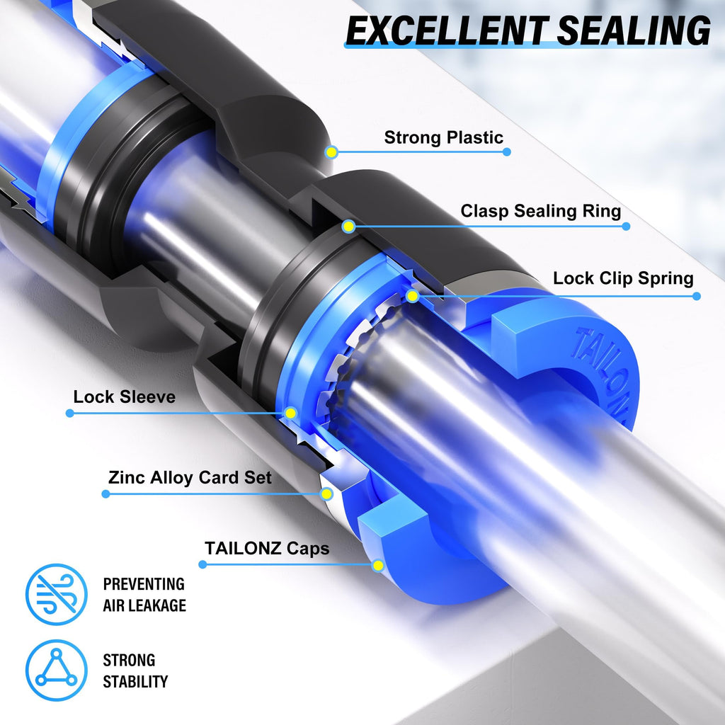 TAILONZ PNEUMATIC 5/32 inch or 4mm od Push to Connect Fittings Pneumatic Fittings Kit 10 Spliters+10 Elbows+10 tee+10 Straight (40 pcs)