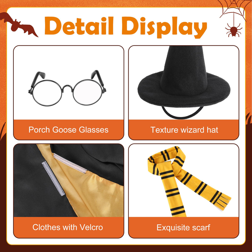 Tmovjxv 4 Pcs Halloween Wizard Porch Goose Outfit, Lawn Porch Goose Clothes
