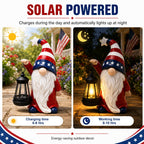 Solar Patriotic Gnome Garden Decor,9.4" Independence Day Garden Statues
