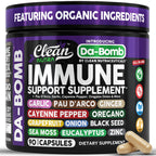 Organic Immune Support with PAU D'Arco Garlic Cayenne Pepper Oregano Ginger Grapefruit Onion Black Seed Sea Moss Black Pepper Zinc Eucalyptus Vitamin C Vitamin D Organic Soursop By Clean Nutra
