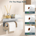 FORIOUS Toilet Paper Holder with Shelf, Commercial Toilet Paper Dispensers