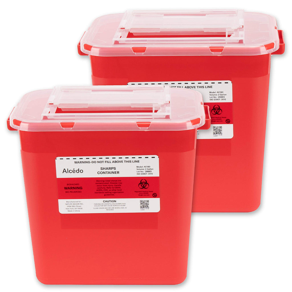 Alcedo Large Sharps Container 2 Gallon (2-Pack) Home & Professional Use