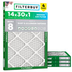 Filterbuy 14x30x1 Air Filter MERV 8 Dust & Allergy Defense (4-Pack)