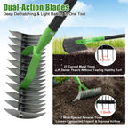 Heavy Duty Thatch Rake, 13" Dual-Sided, 21 Carbon Steel Tines, 70" Handle