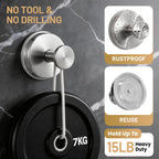 Fenas Large Suction Cup Hooks, Heavy Duty 15lb Holds Towel & Robe, No-Drill Shower Bathroom Hooks for Tile Wall Glass Mirror, Mounts on Smooth Non-Porous Surfaces (2 Pack, Brushed Nickel)