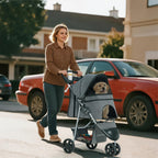Pet Stroller for Small Dogs 10 lbs, Dog Stroller for Medium Dogs 30 lbs, Cat Strollers for 2 Cats, 3 Wheels Foldable Jogger Puppy Stroller with Storage Basket and Cup Holder, Grey