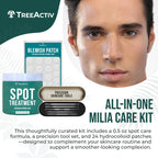 TreeActiv Milia Spot Treatment 3 Piece Tool Set, Milia Remover Set, Includes 12ml Overnight Milia Remover Cream with Bentonite Clay and Aloe Vera, Milia Extractor Tool Kit Acne Treat