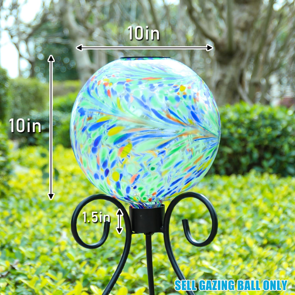 VCUTEKA Solar Gazing Ball, Glass Garden Globes for Outdoor Yard Decor, 10“