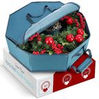 Hearth & Harbor Wreath Storage Container - Hard Shell Christmas Wreath Storage Bag with Interior Pockets, Dual Zipper and Handles - 30"
