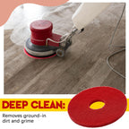 Teenyyou 2 Pcs 12" Red Scrubbing Pads Commercial Cleaning Orbiter Pads-Maintenance Non Woven for Floor Buffer Machine